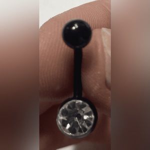 Black Belly Ring W/ Gem